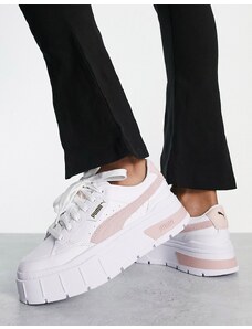 Puma - Mayze - Sneakers bianche e rosa con suola rialzata-Bianco