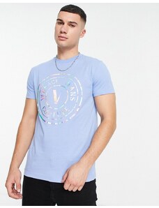 Versace Jeans Couture - T-shirt blu con logo iridescente