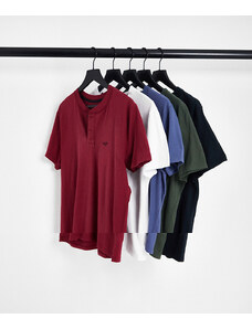 Hollister - Confezione da 5 t-shirt serafino multicolore con logo
