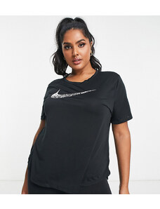 Nike Running Plus - T-shirt da running con logo Nike nera-Nero