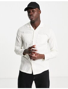 Night Addict - Camicia oversize color crema con tasche doppie oblique-Bianco