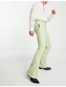 ASOS DESIGN - Pantaloni a zampa skinny a vita alta verde menta