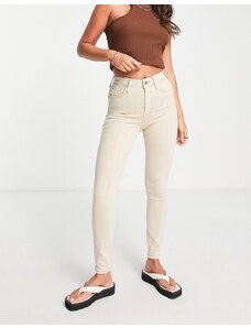 River Island - Jeans modellanti skinny écru a vita alta-Bianco