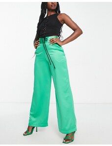Style Cheat - Pantaloni a fondo ampio verde acceso in coordinato