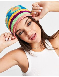 Glamorous - Cappello all'uncinetto multicolore fluo