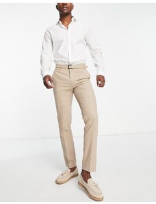 Jack & Jones Premium - Pantaloni da abito slim in misto lino beige-Neutro