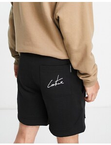 The Couture Club - Pantaloncini in jersey neri con logo stampato in coordinato-Nero