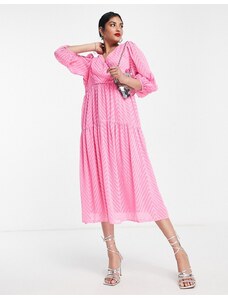 Vero Moda - Vestito midi rosa testurizzato
