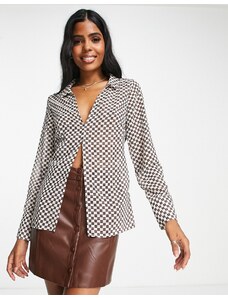 Abercrombie & Fitch - Camicia trasparente marrone a scacchi