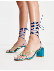 Raid - Annelise - Sandali allacciati alla caviglia con fascette metallizzate miste-Multicolore