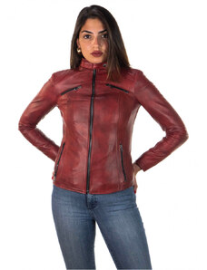Leather Trend Michela - Giacca Donna Bordeaux in vera pelle