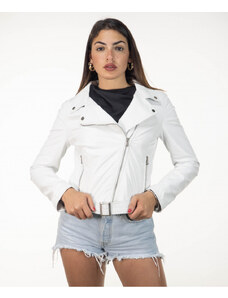 Leather Trend Cel - Chiodo Donna Bianco in vera pelle