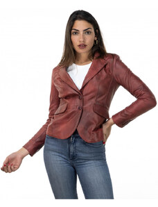 Leather Trend Classic 712 - Giacca Donna Bordeaux in vera pelle