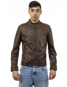 Leather Trend U08 - Giacca Uomo Testa di Moro Oil Vintage in vera pelle