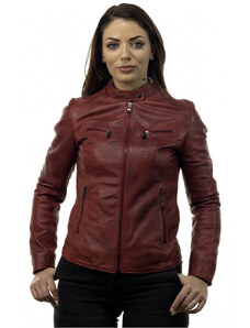 Leather Trend Vanessa - Giacca Donna Bordeaux in vera pelle