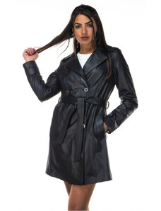 Leather Trend Viviana - Cappotto Donna Nero in vera pelle