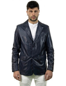 Leather Trend Classic - Giacca Uomo Blu in vera pelle