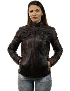 Leather Trend Michelina - Giacca Donna Testa di Moro in vera pelle