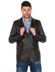 Leather Trend Classic - Giacca Uomo Testa di Moro in vera pelle