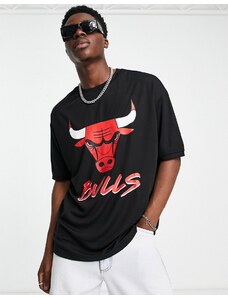 New Era - Chicago Bulls - T-shirt in rete nera con scritta-Nero