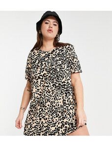 Wednesday's Girl Curve - Vestito grembiule corto con pieghe sul davanti e motivo leopardato grunge-Multicolore