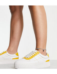 ASOS DESIGN - Duet - Sneakers stringate a pianta larga bianche/gialle con suola flatform-Multicolore