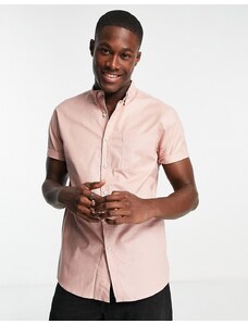 Topman - Camicia Oxford vestibilità classica a maniche corte rosa