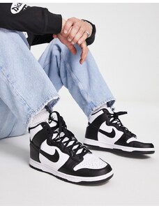 Nike - Dunk Hi Retro - Sneakers alte nere e bianche-Bianco
