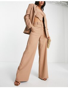 SNDYS - Pantaloni sartoriali a fondo ampio color cammello in coordinato-Neutro