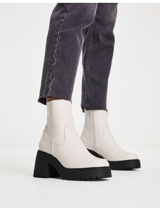 New Look - Stivali a calza bianco sporco con tacco e suola spessa-Nero