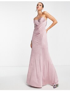 ASOS DESIGN - Vestito lungo drappeggiato a fascia, colore rosa