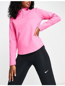 Nike Training - One Therma-FIT - Maglietta a maniche lunghe con zip corta rosa