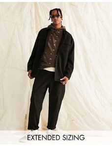 ASOS DESIGN - Camicia giacca in tessuto effetto lana nera-Nero