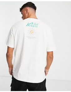 Selected Homme - T-shirt oversize bianca con stampa e scritta "Solar"-Bianco