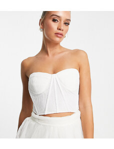 Lace & Beads - Top stile corsetto da sposa in pizzo avorio in coordinato-Bianco