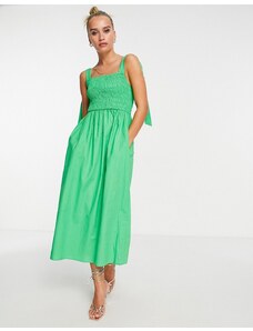 Never Fully Dressed - Vestito arricciato con spalline allacciate verde intenso