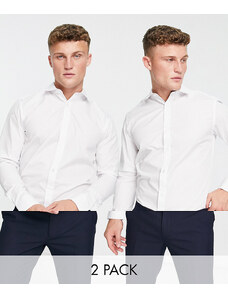 Jack & Jones Originals - Confezione da 2 camicie eleganti bianche-Bianco