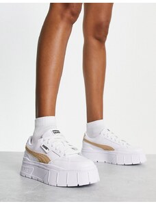 Puma - Mayze - Sneakers bianche e avena con suola rialzata-Bianco