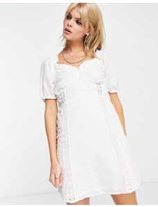 Violet Romance - Vestito corto bianco testurizzato con dettagli crochet