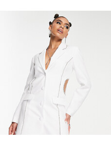 ASYOU - Vestito blazer bianco con cut-out e finiture in strass