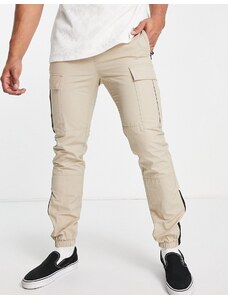 Topman - Pantaloni cargo skinny color pietra cut and sew-Neutro
