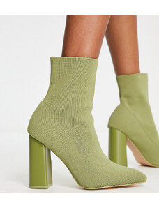 Esclusiva Public Desire - Loyal - Stivali a calza in maglia con tacco verdi-Verde