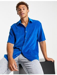 Topman - Camicia in velour blu