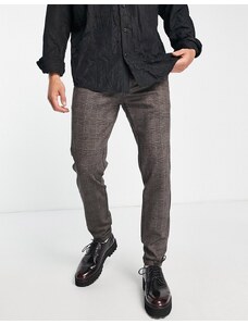 Only & Sons - Pantaloni slim eleganti in jersey mano calda grigio a quadri-Marrone