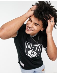 New Era - Brooklyn Nets - T-shirt nera oversize in rete-Nero
