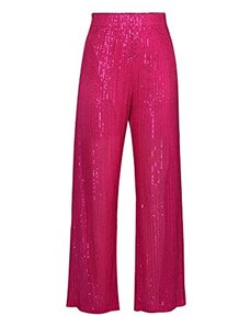 Caziffer Pantaloni con Paillettes da Donna a Vita Alta Glitterati Bling Pantaloni Discoteca Scintillii Larghi a Gamba Dritta Clubwear Streetwear (Rosso Rosa, S)