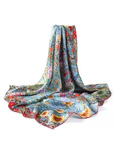 Foulard donna seta 100%, Sciarpa donna seta, Stola donna cerimonia blu e  verde dipinta a mano, Foulard in seta pura, Scialle donna, Stola verde e  blu, Foulard Donna Elegante, Regalo Donna 