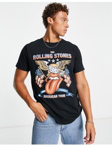 New Look - T-shirt nera con stampa dei Rolling Stones-Nero