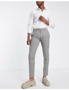 Twisted Tailor - Melcher - Pantaloni da abito skinny a quadri marroni tono su tono-Marrone