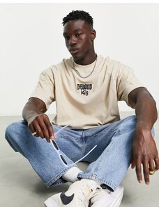 Topman - T-shirt super oversize color pietra con ricamo "Beyond"-Neutro